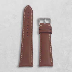 Ljusbrunt läder-klockarmband uppifrån